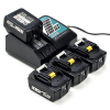 Startset: 4x Makita BL1830B / 18V LXT accu's + lader (18 V, 3.0 Ah, 123accu huismerk) AMA00717 - 1