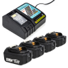 Startset: 4x Makita BL1840B / 18V LXT accu's + lader (18 V, 4.0 Ah, 123accu huismerk) AMA00703 - 1