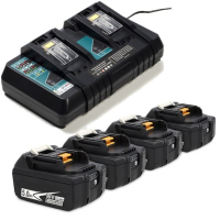Startset: 4x Makita BL1850B / 18V LXT accu + duolader (18 V, 5.0 Ah, 123accu huismerk) AMA00341