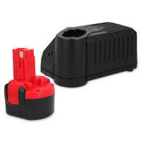 Startset: Bosch BAT048 accu + lader (9.6 V, 1.5 Ah, 123accu huismerk) ABO00409