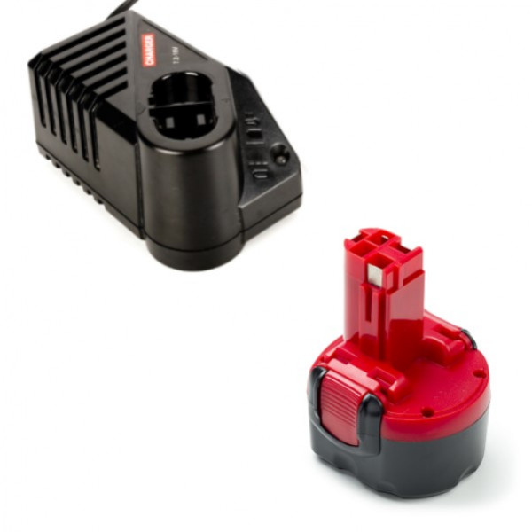 Startset: Bosch BAT048 accu + lader (9.6 V, 3.0 Ah, 123accu huismerk)  ABO00407 - 1
