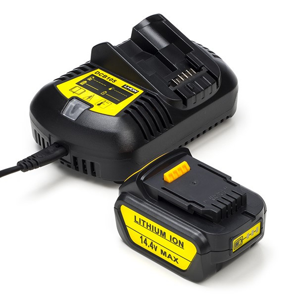 Startset: DeWalt DCB142 XR Li-ion accu + lader (14.4 V, 4.0 Ah, 123accu huismerk)  ADE01228 - 1