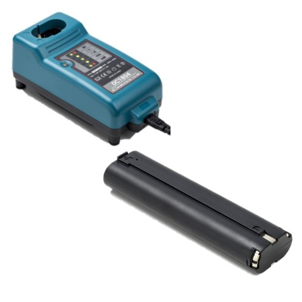 Startset: Makita 9000 / 9001 / 9002 / 9033 / 9034 accu + lader (9.6 V, 3.0 Ah, 123accu huismerk) AMA00612 - 1