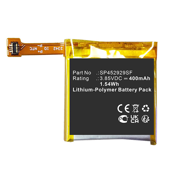 Ticwatch SP452929SF accu (3.85 V, Li-pl, 400 mAh, 123accu huismerk)  ATI00026 - 1