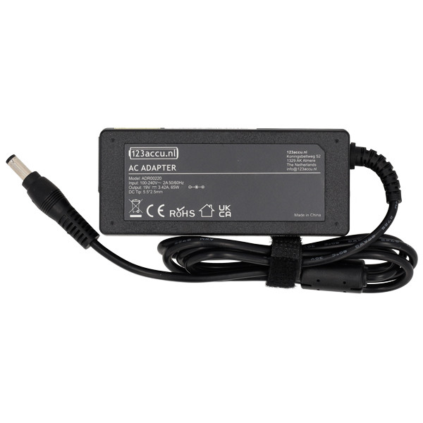 Toshiba Dynabook adapter (19 V, 3.42 A, 65 W, 5.5 x 2.5 plugmaat, 123accu huismerk) ADR00220 - 2
