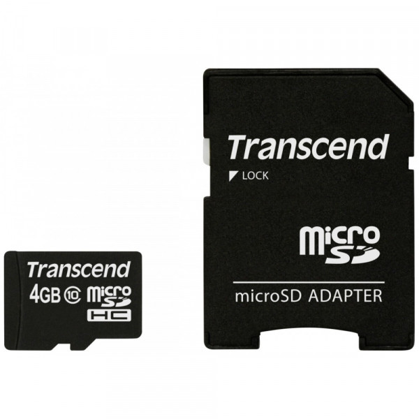 Transcend Micro SD geheugenkaart class 10 inclusief SD adapter - 4GB  ATR00081 - 1
