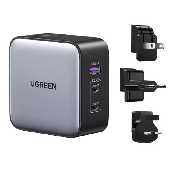 UGREEN GaN Travel Charger 65W (1x USB-A, 2x USB-C, EU/UK/US )  AUG00013 - 1