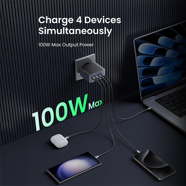 UGREEN Nexode S GaN snellader 100W (1x USB-A, 3x USB-C)  AUG00034 - 3