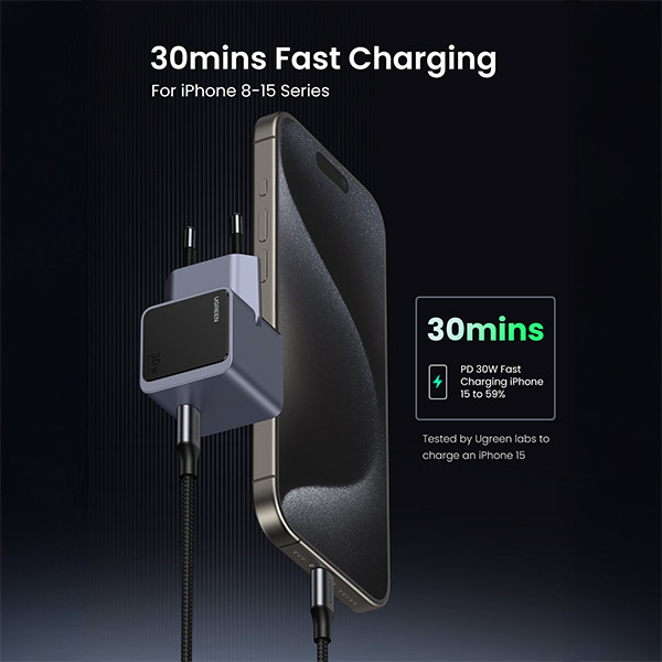 UGREEN Nexode S GaN snellader 30W (1x USB-C PD3.0/QC4.0)  AUG00032 - 5