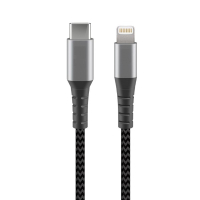 USB-C naar Lightning-USB-C oplaadkabel zwart (2 meter, 123accu huismerk)  AGO00149