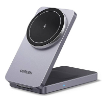 Ugreen W528 2-in-1 magnetische draadloze oplader (15W, donkergrijs) AUG00040