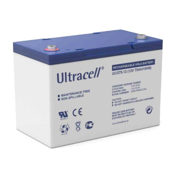UltraCell UCG75-12 Deep Cycle Gel accu (12V, 75 Ah, T6 terminal)  AUL00041 - 
