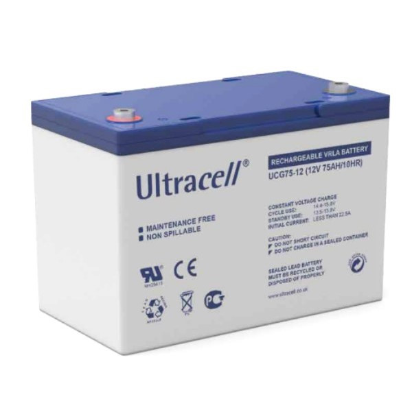 bad Architectuur Snel UltraCell UCG75-12 Deep Cycle Gel accu (12V, 75 Ah, T6 terminal) Ultracell  123accu.nl