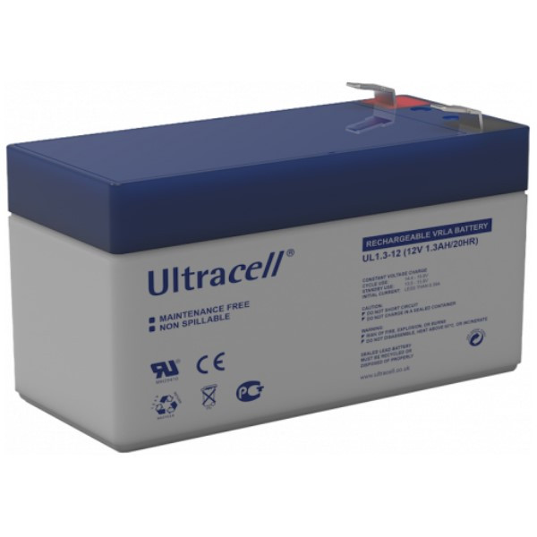 UltraCell UL1.3-12 VRLA AGM Loodaccu (12V, 1.3 Ah, T1 terminal)  AUL00020 - 1