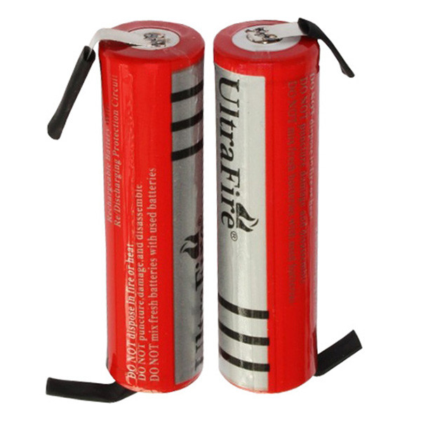 UltraFire 18650 batterij met soldeerlippen 2 stuks (3,7 V, 3000 mAh)  AUL00008 - 1