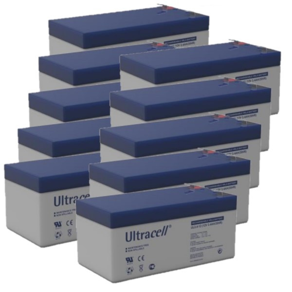 Ultracell 10 Stuks: Ultracell UL3.4-12 VRLA AGM Loodaccu's (12V, 3.4 Ah, T1 terminal)  AUL00093 - 1