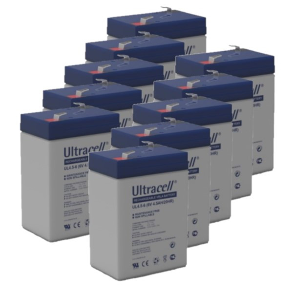 10 Stuks: Ultracell UL4.5-6 VRLA AGM Loodaccu's (6V, 4.5 Ah, T1 terminal) AUL00076 - 1