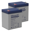 2 Stuks: Ultracell UL5-12 VRLA AGM loodaccu's (12V, 5.0 Ah, T1 terminal)