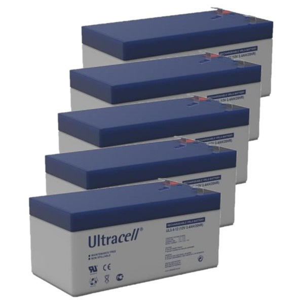Ultracell 5 Stuks: Ultracell UL3.4-12 VRLA AGM Loodaccu's (12V, 3.4 Ah, T1 terminal)  AUL00096 - 1