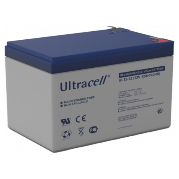 Ultracell UL12-12 VRLA AGM Loodaccu (12V, 12 Ah, T1 terminal)  ANB00545 - 