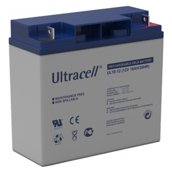 Ultracell UL18-12 VRLA AGM Loodaccu (12V, 18 Ah, T3 terminal)  ANB00559 - 
