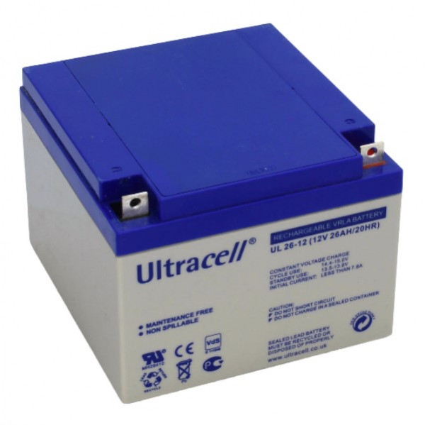 Ultracell UL26-12 VRLA AGM Loodaccu (12V, 26 Ah, T3 terminal)  ANB00551 - 