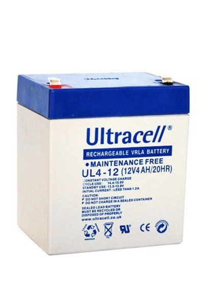 Ultracell UL4-12 VRLA AGM Loodaccu (12V, 4.0 Ah, T1 terminal)  ANB00547 - 1
