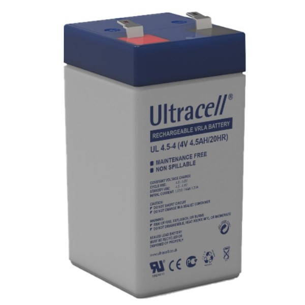 Ultracell UL4.5-4  VRLA AGM Loodaccu (4V 4.5 Ah, T1 terminal)  AUL00040 - 1