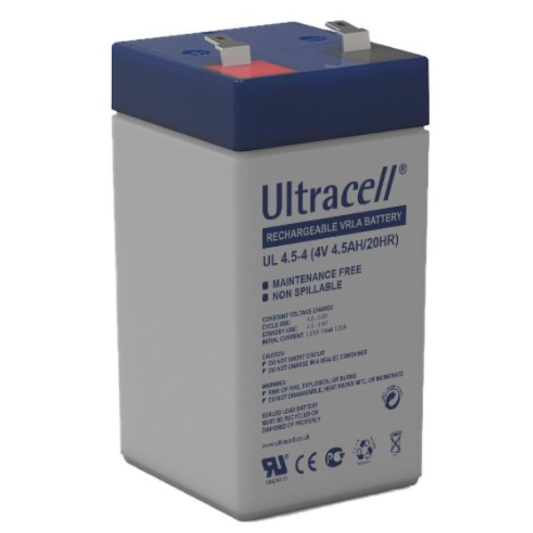 Ultracell UL4.5-4  VRLA AGM Loodaccu (4V 4.5 Ah, T1 terminal)  AUL00040 - 1