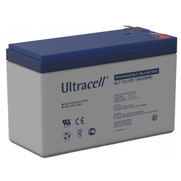Ultracell UL7-12 VRLA AGM Loodaccu (12V, 7.0 Ah, T1 terminal)  AUL00014 - 1