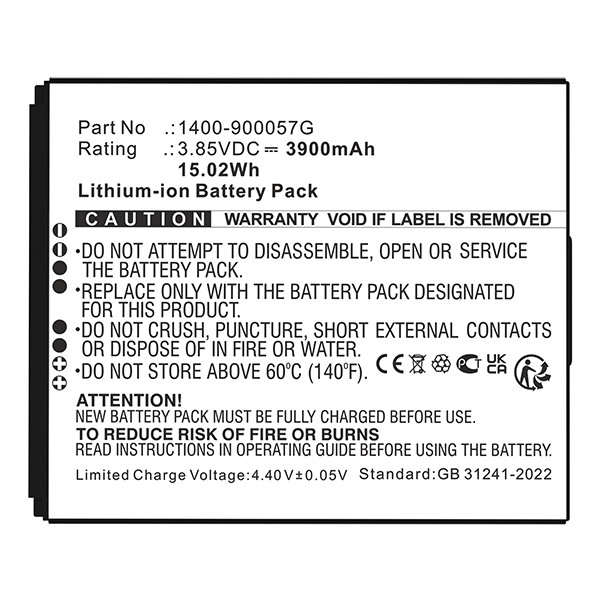 Unitech 1400-900057G accu (3.85 V, 3900 mAh, 123accu huismerk) AUN00141 - 5