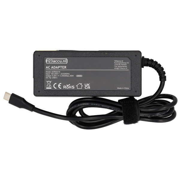 Universele USB-C oplader 65W PD3.0 (5 V - 20 V, 3.25 A, 65 W, 123accu huismerk) ADR00219 - 2