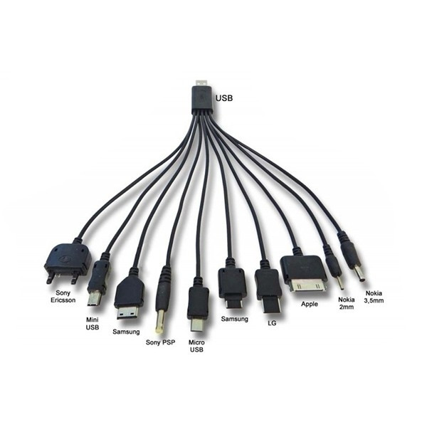 Cadeau overschrijving vuilnis Universele USB laad / datakabel met 10 connectoren (123accu huismerk)  123accu.nl