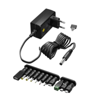 Universele adapter regelbaar 3V tot 12V (12V, 0.6A, 7.2W Max, 123accu huismerk)  ADR00144
