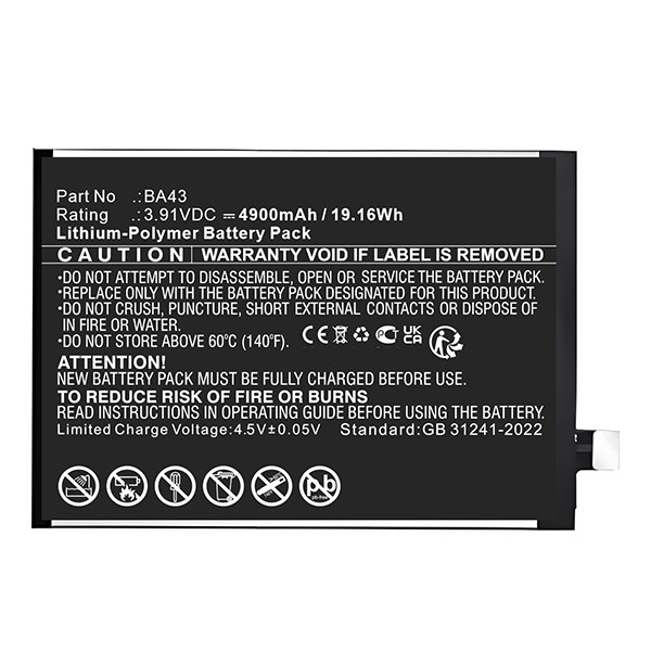 VIVO BA43 accu (3.91 V, 4900 mAh, 123accu huismerk) AVI00289 - 1