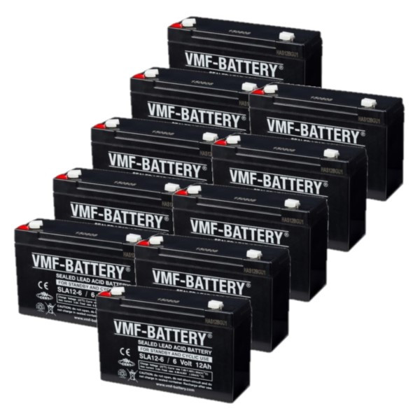 VMF 10 stuks: VMF SLA12-6 VRLA AGM Loodaccu's (6V, 12 Ah, T1 terminal)  AVM00176 - 1