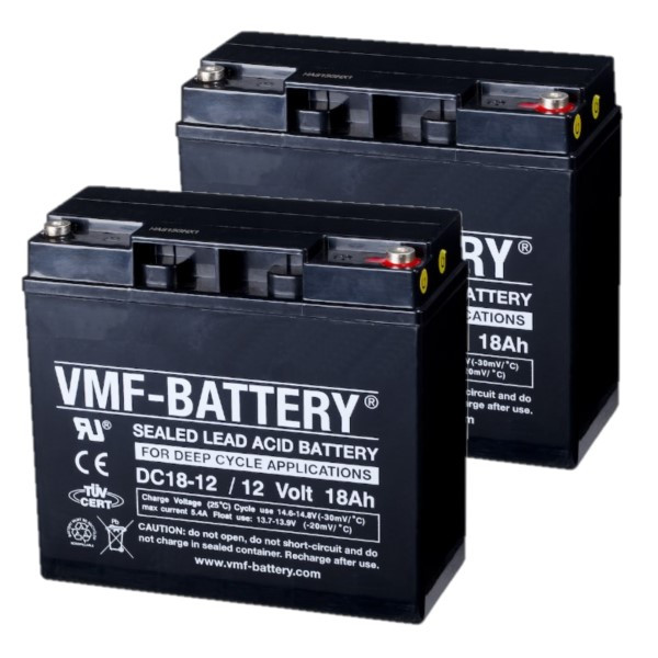 VMF 2 Stuks: VMF DC18-12 AGM Deep Cycle Loodaccu's (12V, 18 Ah, T3 terminal)  AVM00242 - 1