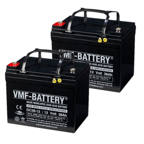 VMF 2 Stuks: VMF DC36-12 AGM Deep Cycle Loodaccu's (12V, 36 Ah. T7 terminal)  AVM00247 - 1