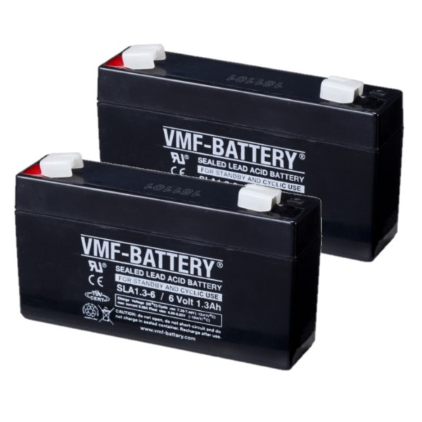 VMF 2 Stuks: VMF SLA1.3-6 VRLA AGM Loodaccu's (6V, 1.3 Ah, T1 terminal)  AVM00182 - 1