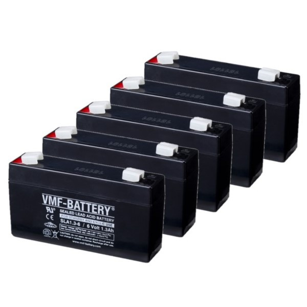 VMF 5 Stuks: VMF SLA1.3-6 VRLA AGM Loodaccu's (6V, 1.3 Ah, T1 terminal)  AVM00173 - 1