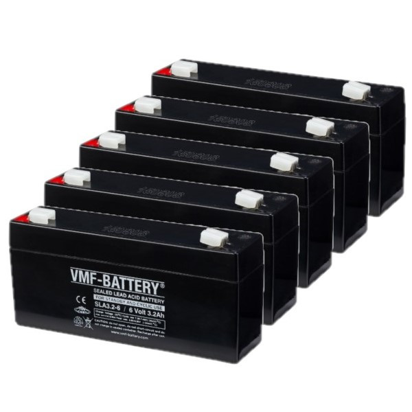 VMF 5 Stuks: VMF SLA3.2-6 VRLA AGM Loodaccu's (6V, 3.2 Ah, T1 terminal)  AVM00171 - 1