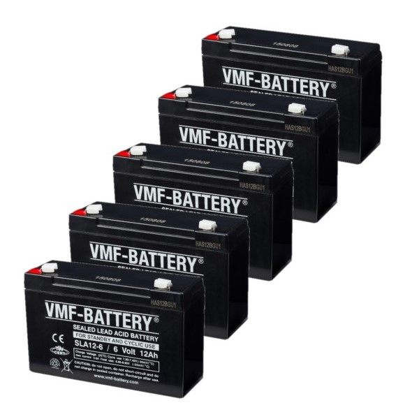 VMF 5 stuks: VMF SLA12-6 VRLA AGM Loodaccu's (6V, 12 Ah, T1 terminal)  AVM00169 - 1