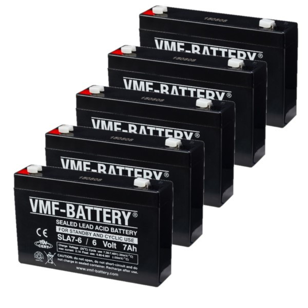 VMF 5 stuks: VMF SLA7-6 VRLA AGM Loodaccu's (6V, 7.0 Ah, T1 terminal)  AVM00184 - 1