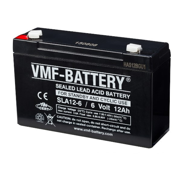 VMF SLA12-6 VRLA AGM Loodaccu (6V, 12 Ah, T1 terminal)  AVM00141 - 1