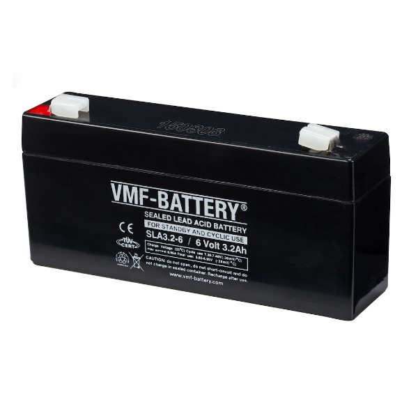 VMF SLA3.2-6 VRLA AGM Loodaccu (6V, 3.2 Ah, T1 terminal)  AVM00113 - 1