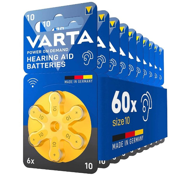 Varta 10 / PR70 / Geel gehoorapparaat batterij 60 stuks  AVA00620 - 1