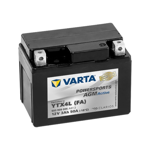 Varta AGM Active 503909005 / YTX4L-BS / 50314 accu (12V, 3Ah, 50A)  AVA00320 - 1