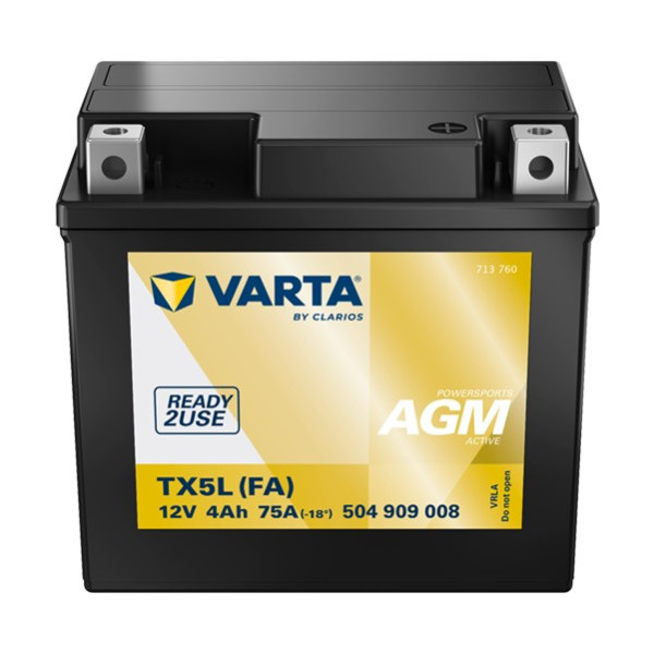 Varta AGM Active 504909008 / YTX5L-BS / 50412 accu (12V, 4Ah, 75A) AVA00314 - 1