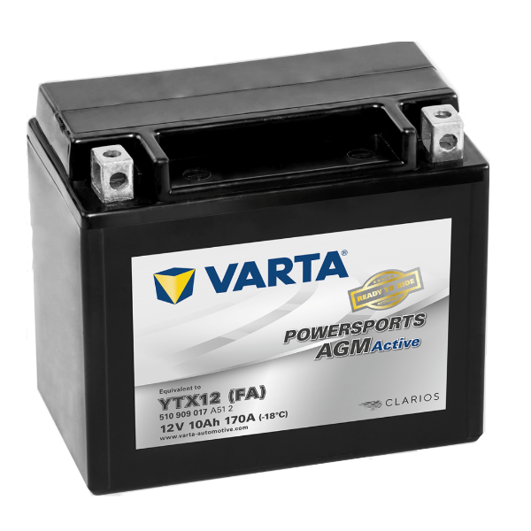Varta AGM Active 510909017 / YTX12-BS / 51012 accu (12V, 10Ah, 170A)  AVA00313 - 1