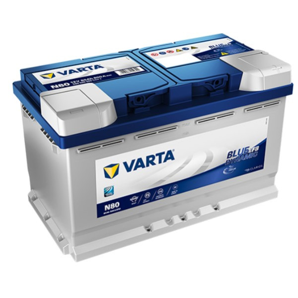 Varta Blue Dynamic N80 / 580 500 080 / S4 E11 EFB start-stop accu (12V, 80Ah, 800A)  AVA00200 - 1